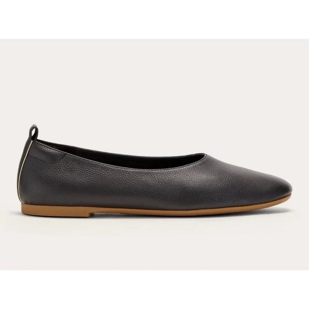 Everlane The Day Glove Black Pebbled Leather Ballet Flats Womens 10.5 Made Italy - Picture 4 of 9